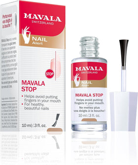 MAVALA front packaging showing clear deterrent polish and benefits