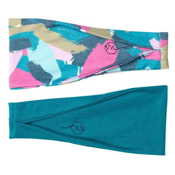 Maven Thread front packaging showing two pink and teal headbands and benefits