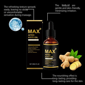 Generic Max+ Afro Ayiti Oil being applied to skin demonstrating smooth finish