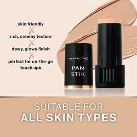 Max Factor Pan Stik inside a handbag, portable touch-up solution for busy days