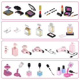 MAX assembled makeup kit front view highlighting realistic mini cosmetic detail