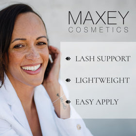 Maxey Cosmetics before and after comparison showing fuller lash appearance benefit