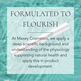 Maxey Cosmetics bottle inside travel pouch indicating portability and on-the-go benefit