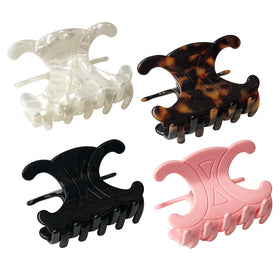 Maxwhale front view of four butterfly clips showing shape and color, stylish hold
