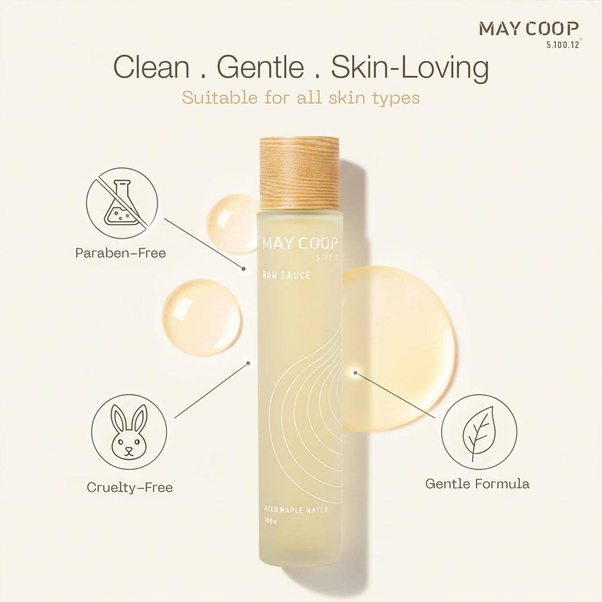 MAY COOP maple sap ingredient in glass dropper highlighting nourishing benefit
