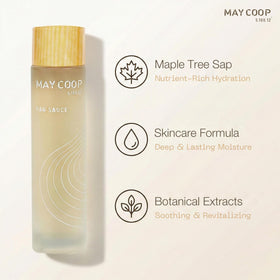 MAY COOP label detail showing key ingredients for calm skin