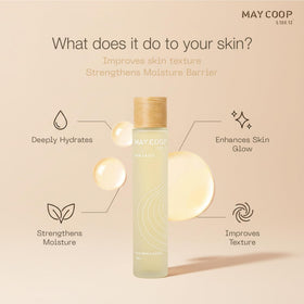 MAY COOP label close-up highlighting botanical ingredients and gentle formula