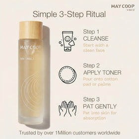 MAY COOP size comparison with coin showing compact travel-friendly bottle
