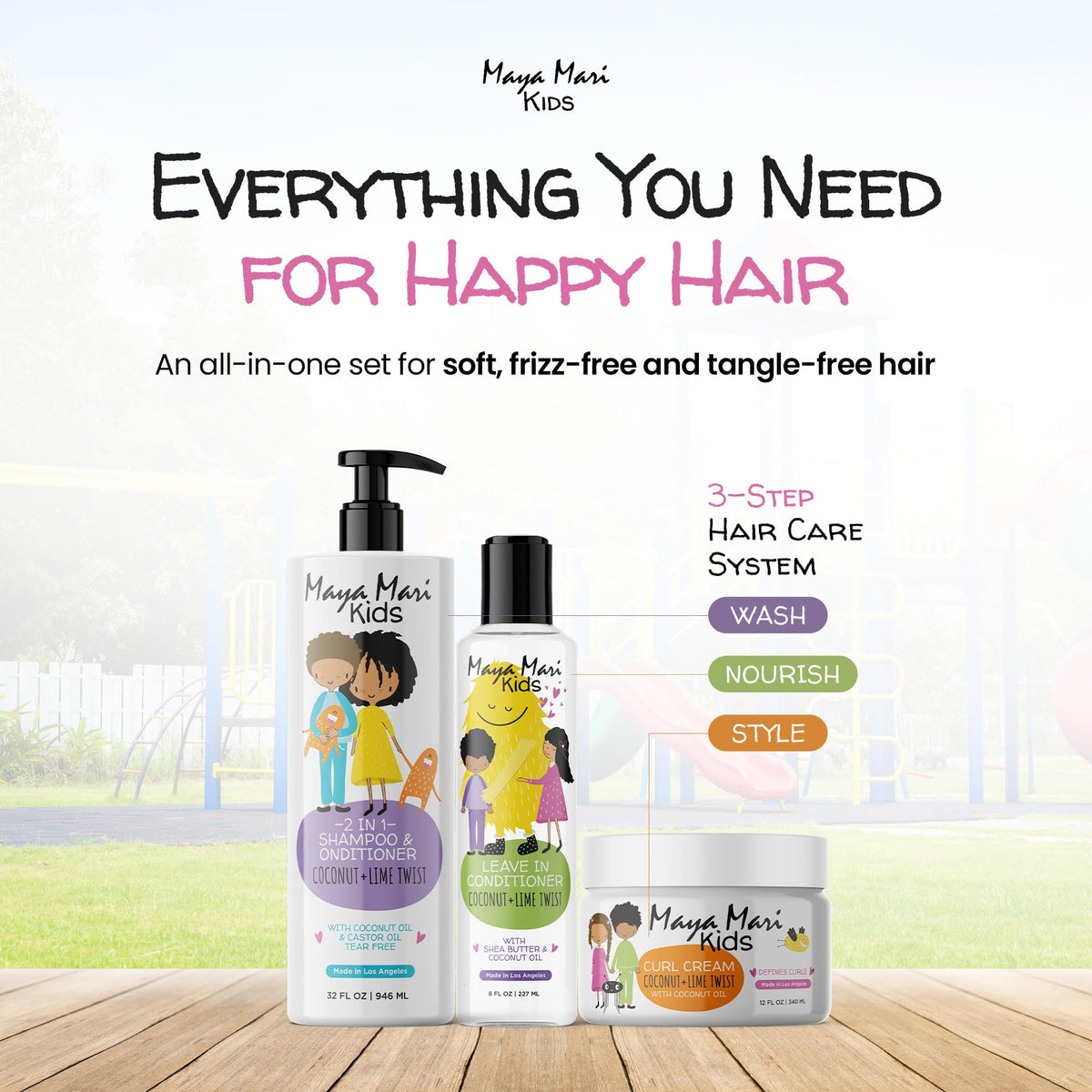 MAYA MARI 2in1 bottle closeup label highlighting gentle sulfate-free cleansing