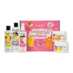 MAYA MARI front packaging with five-piece set showing product sizes and Coconut Lime Twist scent benefit