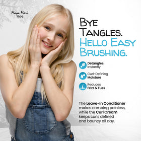 MAYA MARI leave-in spray in hand demonstrating easy application and detangling