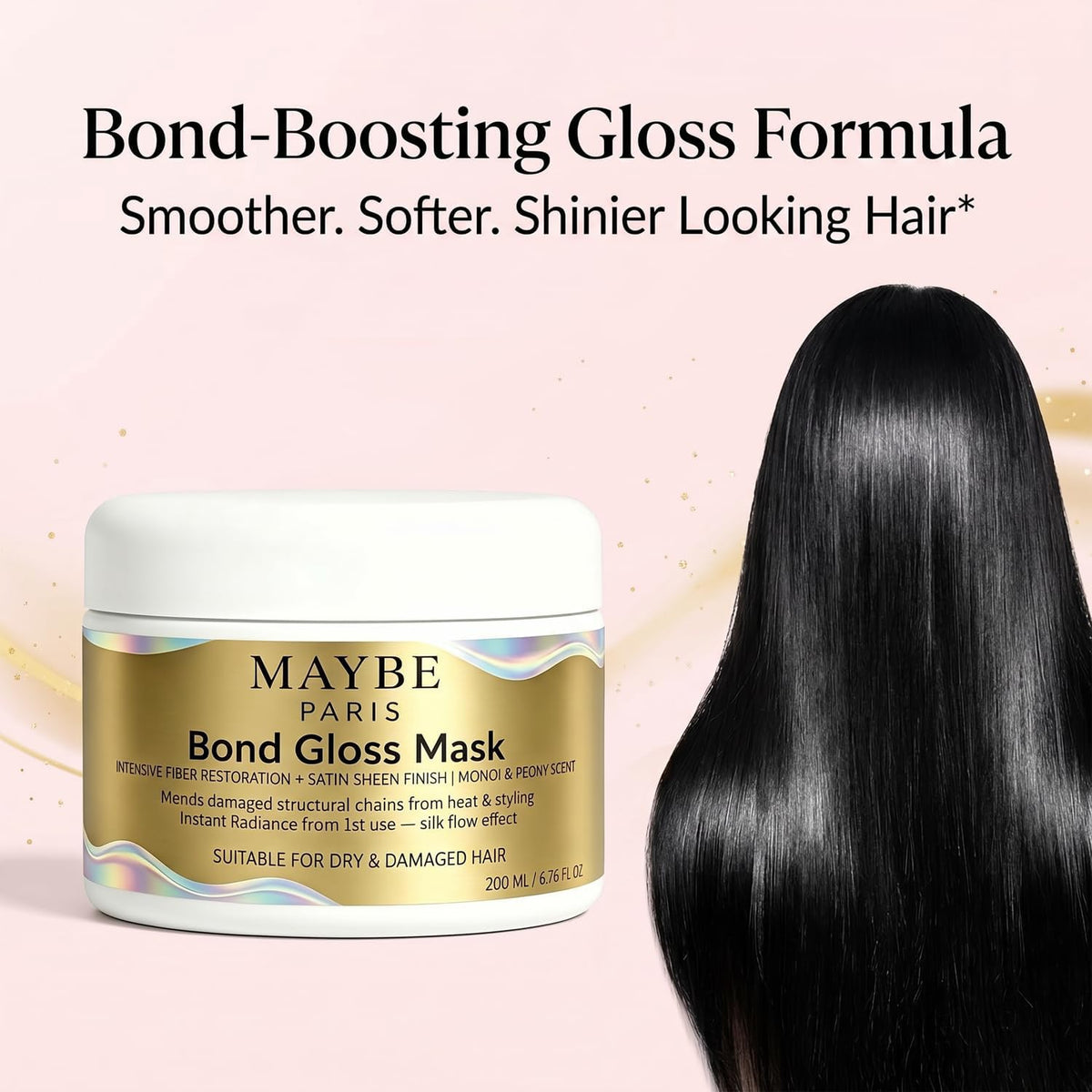 Maybe Paris on bathroom shelf lifestyle scene showing everyday use and polished hair