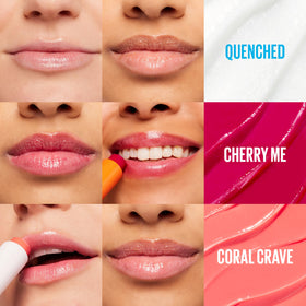 Maybelline Baby Lips Cherry Me open tube highlighting glossy tint and instant shine