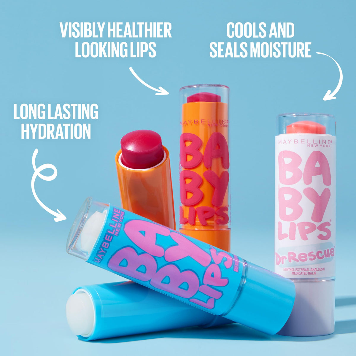 Maybelline Baby Lips balm texture close-up revealing smooth glide and moisturizing finish