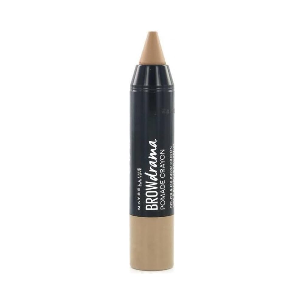 MAYBELLINE Brow Drama crayon front packaging showing shade and effortless grooming benefit