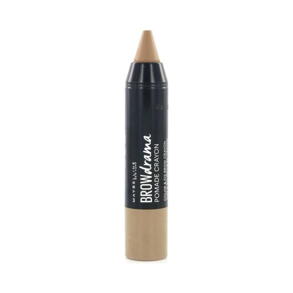MAYBELLINE Brow Drama crayon front packaging showing shade and effortless grooming benefit