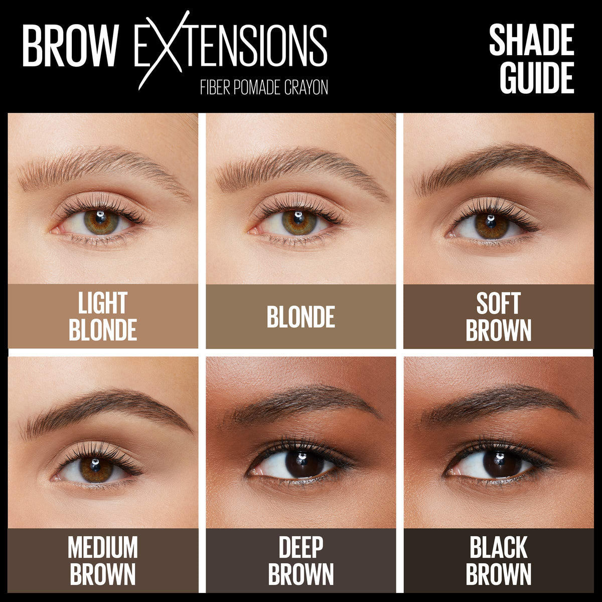 MAYBELLINE before and after brows showing thicker natural-looking results