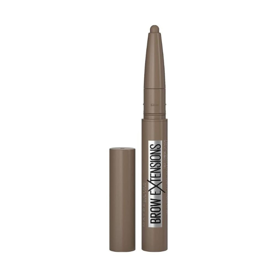 MAYBELLINE Brow Extensions 06 Deep Brown front view showing stick and shade for fuller brows