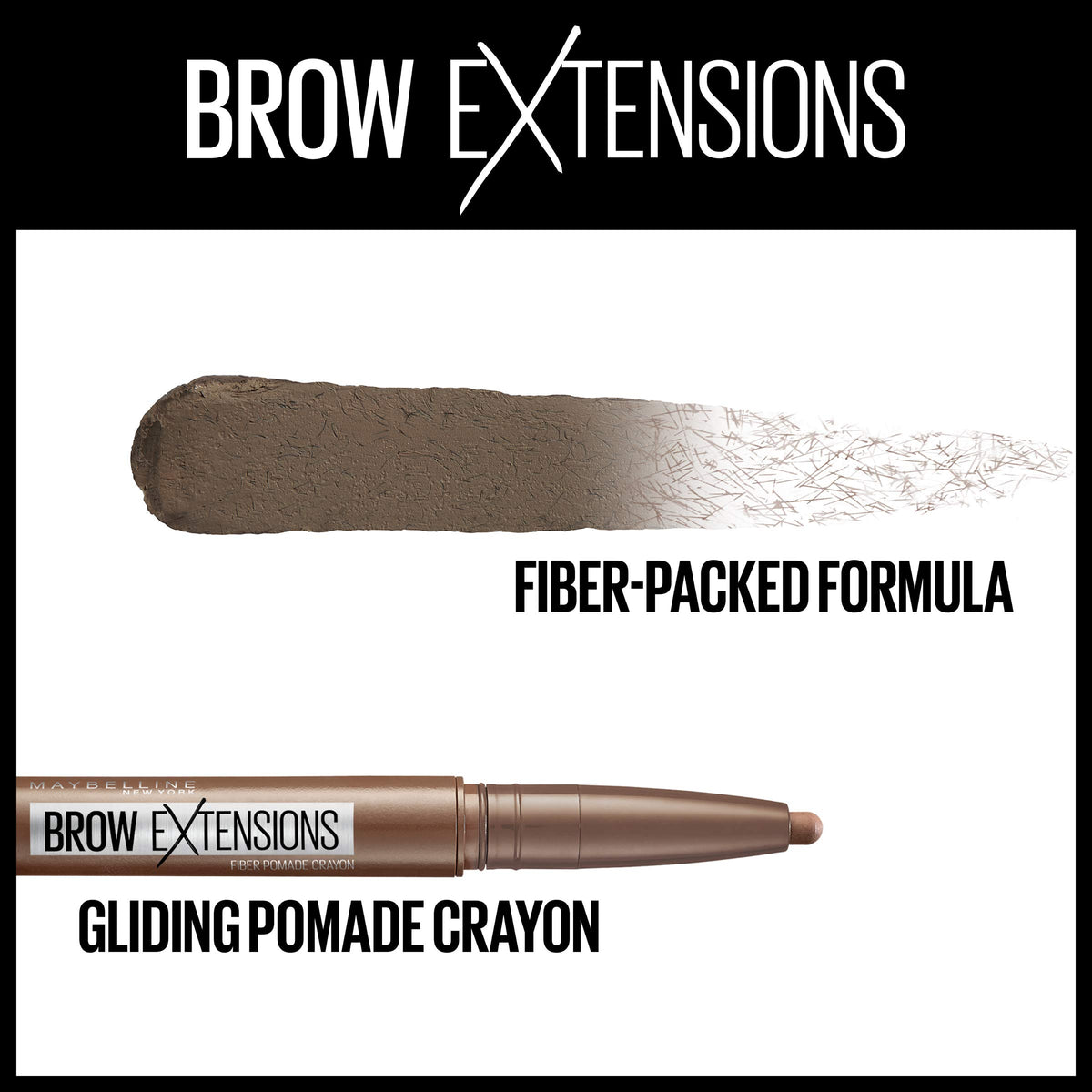 MAYBELLINE open crayon tip showing precise applicator for defined brows