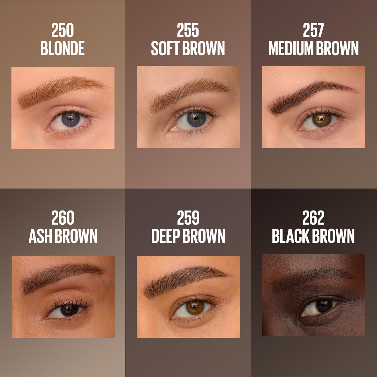 MAYBELLINE before and after comparison showing fuller, natural-looking brows