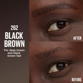 MAYBELLINE dual-ended eyebrow pen close-up showing both micro-needle tip and gel end for precise application
