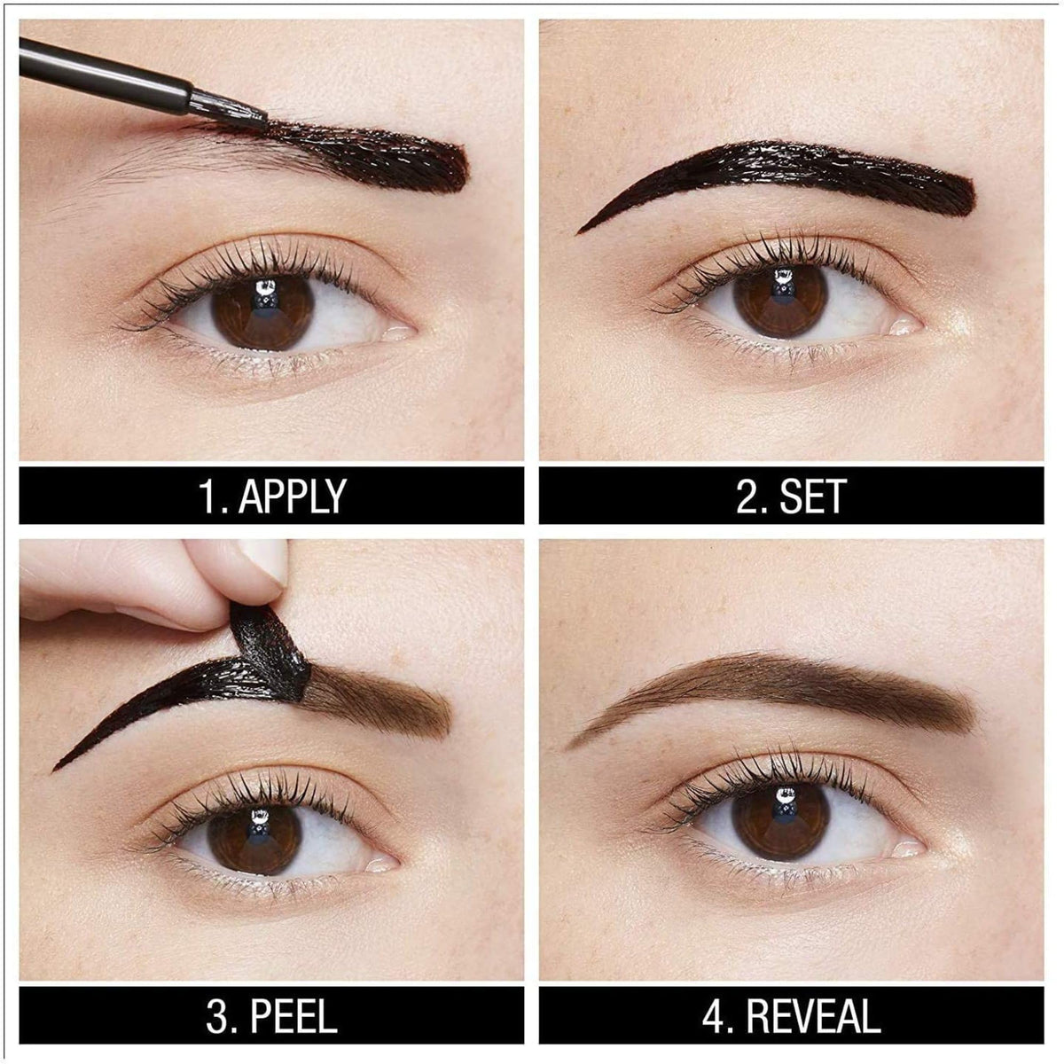 Maybelline Brow Tattoo before and after brows comparison illustrating fuller natural-looking result