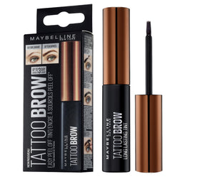 Maybelline Brow Tattoo front packaging showing product and shade benefits