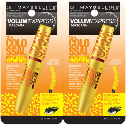 MAYBELLINE front packaging showing Glam Black twin pack and bold branding for value