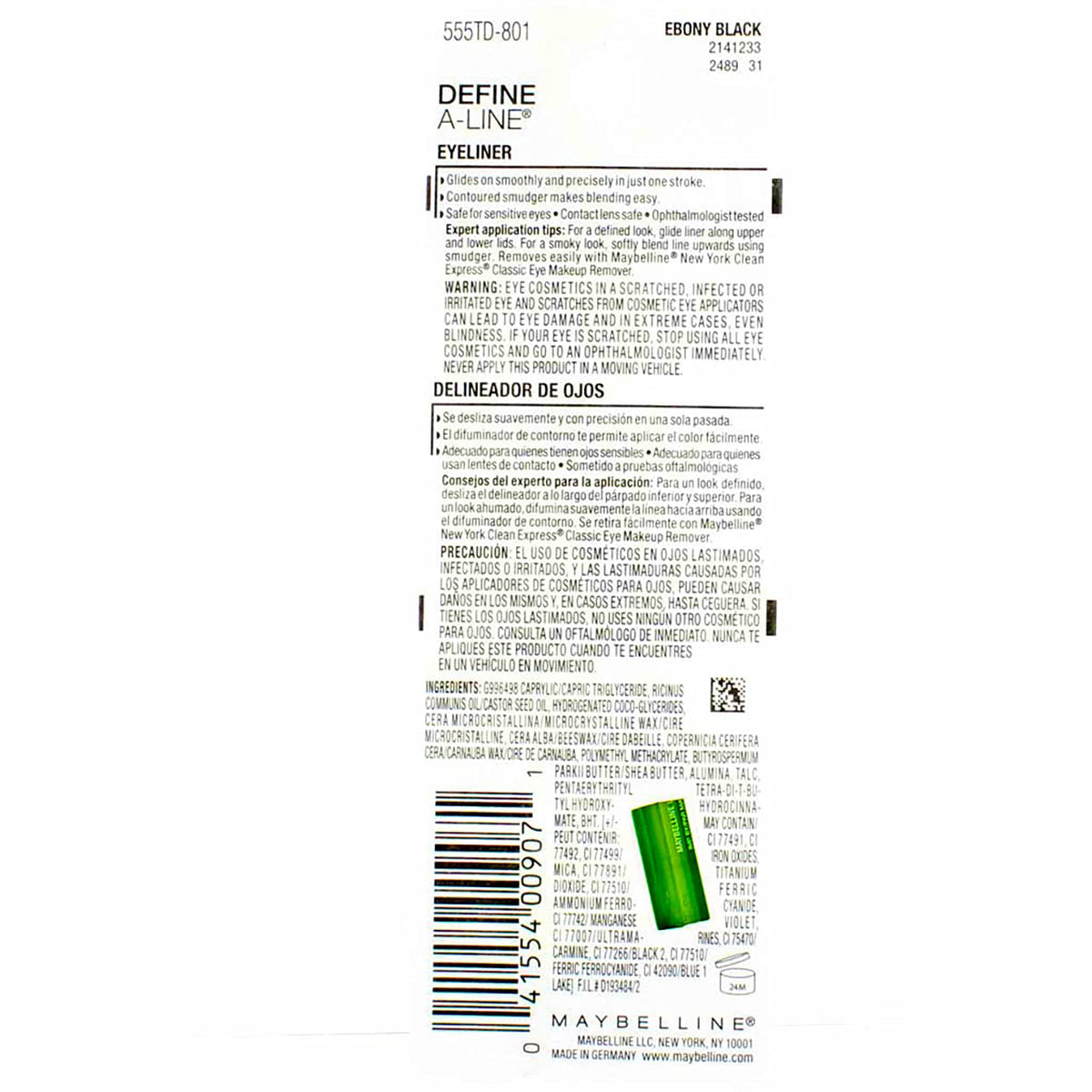 Maybelline pencil held in hand to show scale and pocket-friendly portability