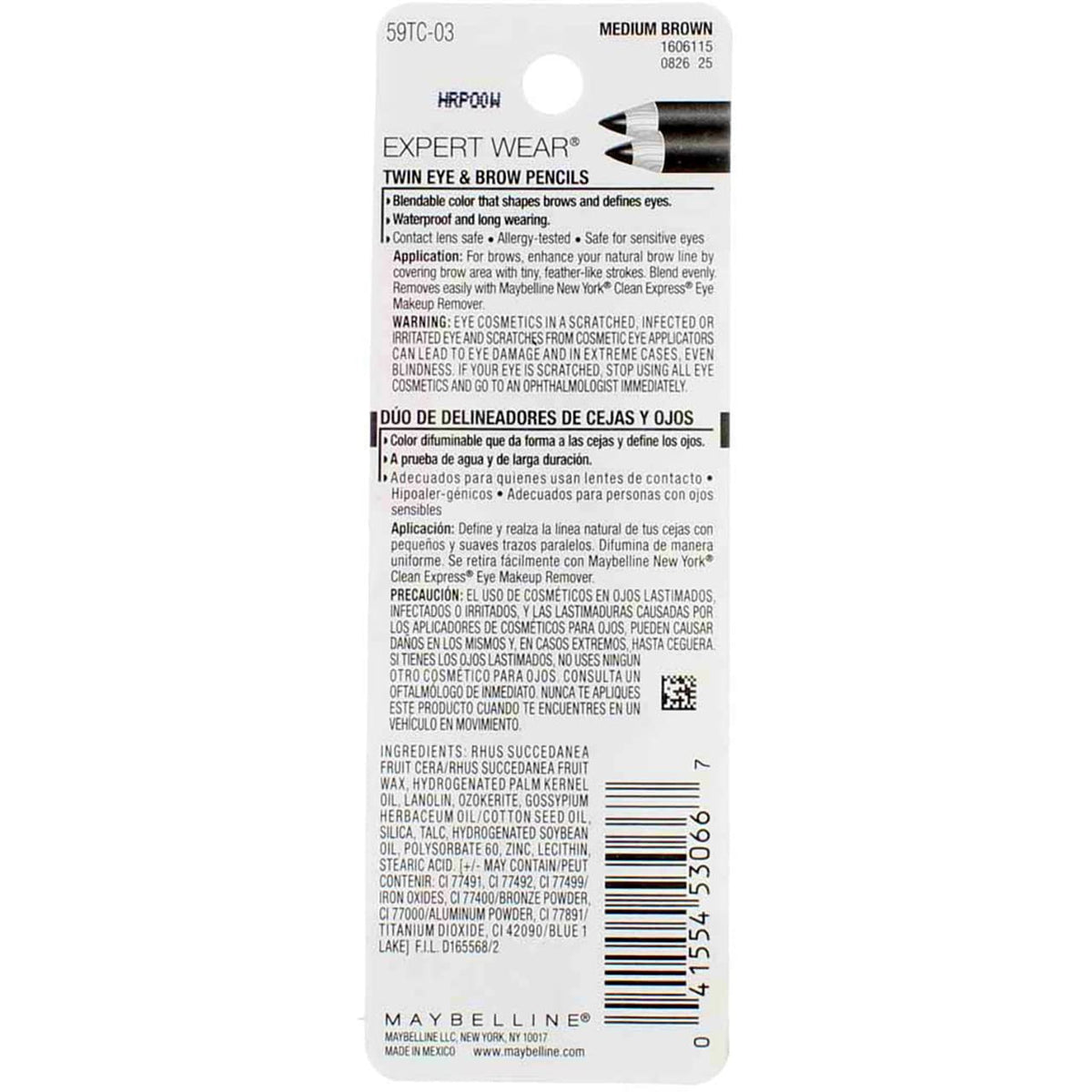 MAYBELLINE dual-purpose wood pencil detail for eyebrow and eyeliner control