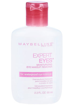MAYBELLINE remover on cotton pad being applied to closed eye, removes mascara gently