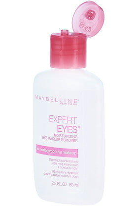 MAYBELLINE bottle on a bathroom vanity with makeup tools, fits daily routine