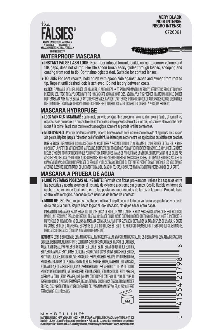 Maybelline Falsies wand scoop profile demonstrating lift and separation