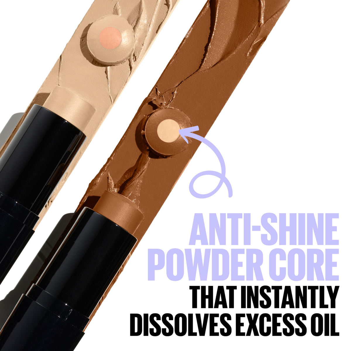 Maybelline Fit Me ingredients label closeup highlights oil-free formula and absorbent powders