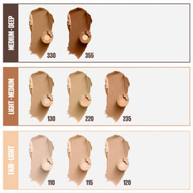 Maybelline Fit Me porcelain shade swatches on arm illustrates true-to-tone match and buildable coverage