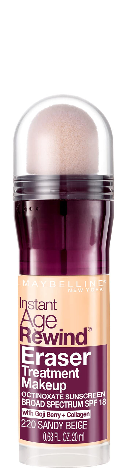 Maybelline front packaging showing tube and Sandy Beige shade for an even complexion