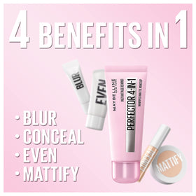 Maybelline product applied on cheek blending to reduce pores and shine