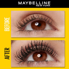 MAYBELLINE mascara applied on model lashes demonstrating dramatic volume effect