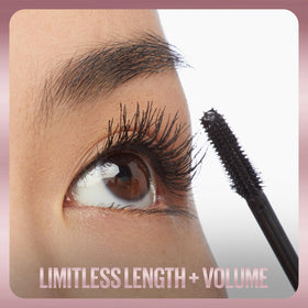 Maybelline mascara fibers close-up showing lightweight fibers for extended lash length