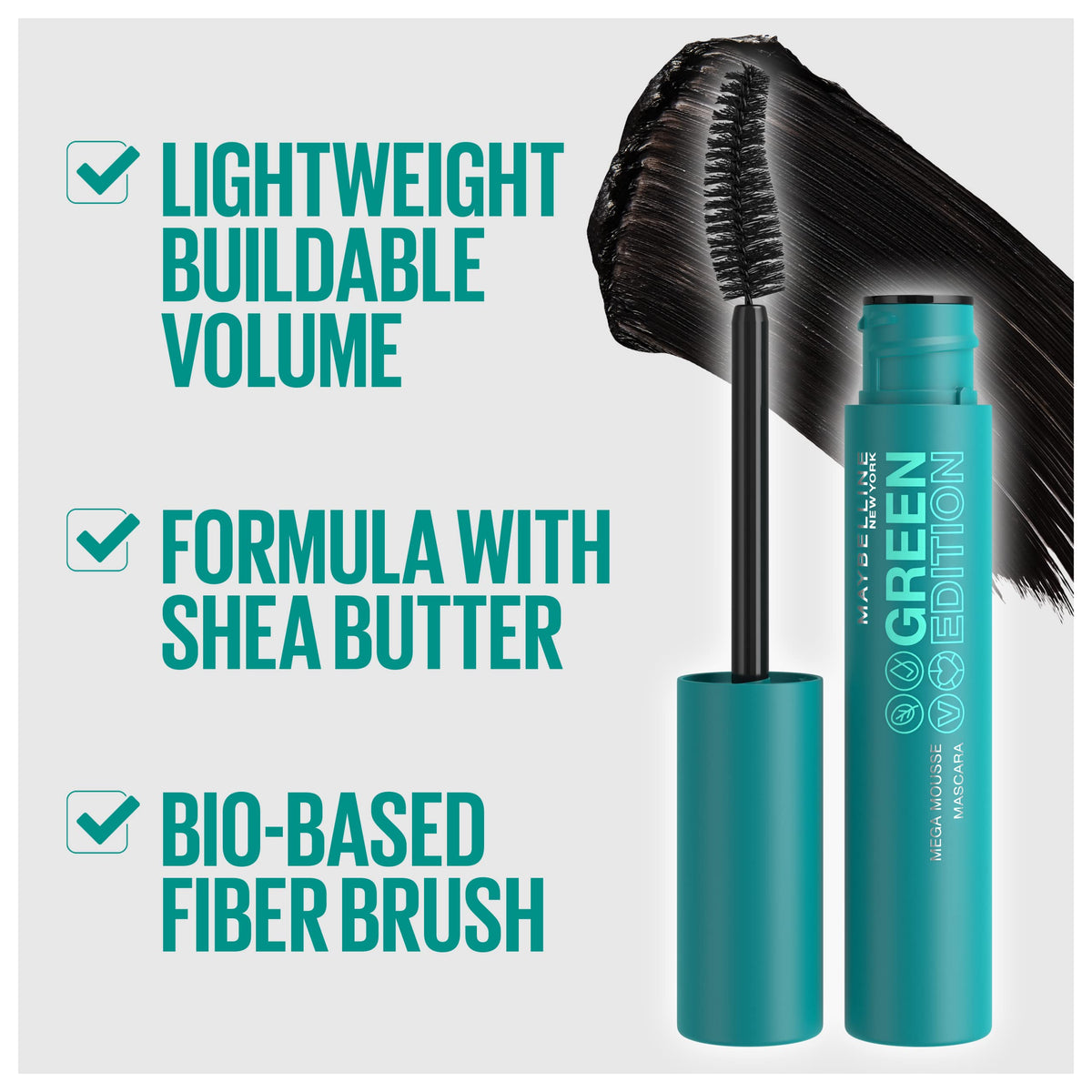 Maybelline mascara applied on lashes for dramatic volume and separation benefit
