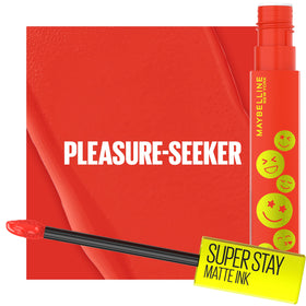 Maybelline swatch of Pleasure Seeker on arm showing intense red payoff