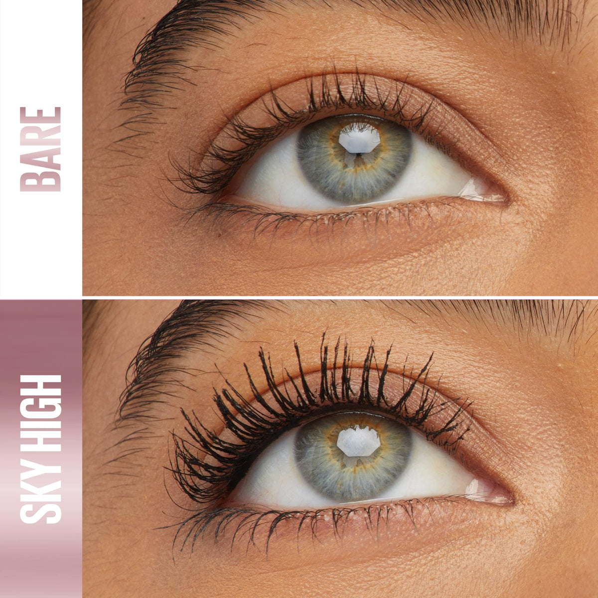 Maybelline Sky High mascara tube displayed to highlight wand design and lengthening benefit