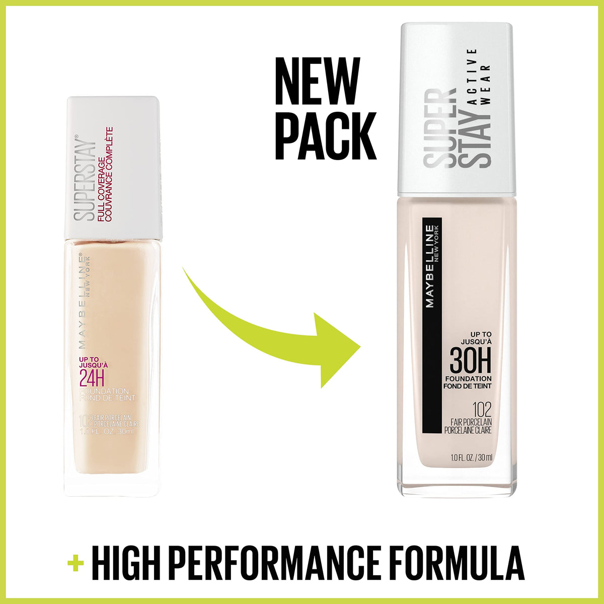 MAYBELLINE application with sponge showing buildable coverage benefit