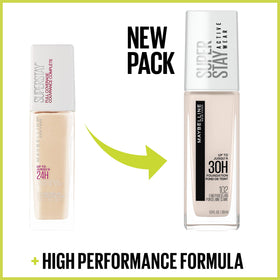 MAYBELLINE application with sponge showing buildable coverage benefit