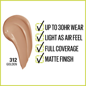 Maybelline liquid foundation texture on dropper illustrating smooth application