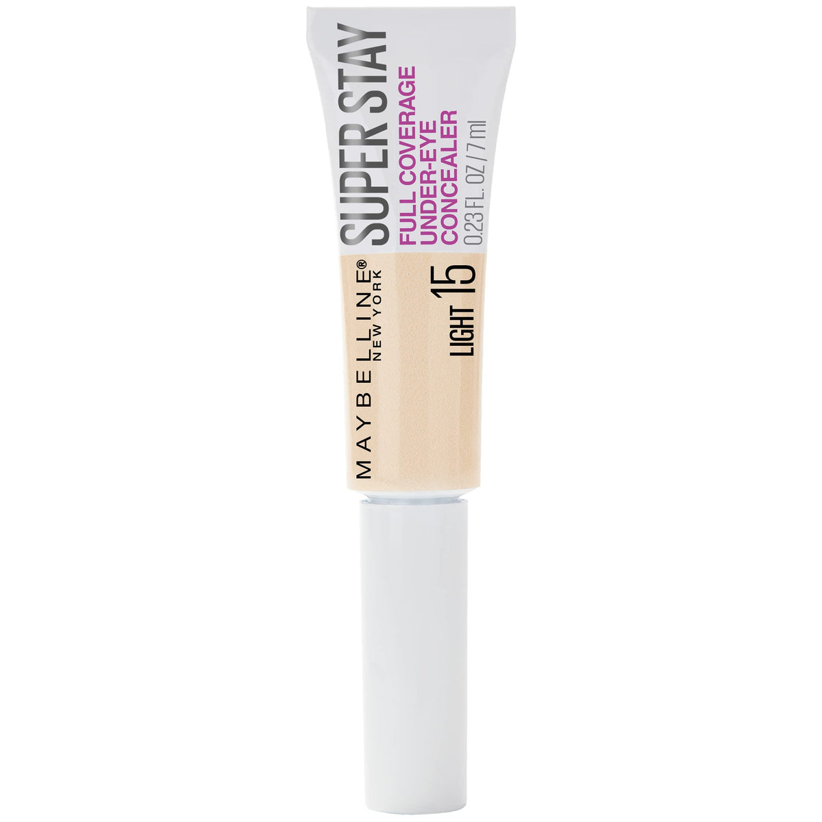 MAYBELLINE Super Stay front packaging showing shade 15 Light and product benefit