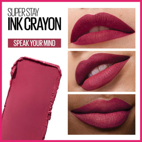 MAYBELLINE crayon built-in sharpener visible for on-the-go tip maintenance