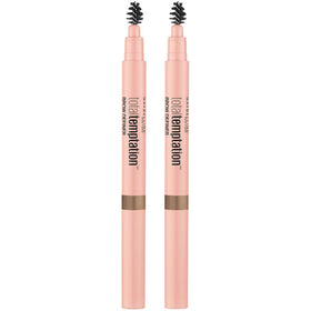 maybelline Total Temptation spoolie close-up demonstrating blending for natural brows