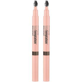 Maybelline close-up of teardrop tip and spoolie for precise shaping and natural blending