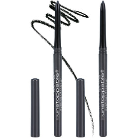Maybelline Unstoppable pewter front packaging showing twin pencils and benefits